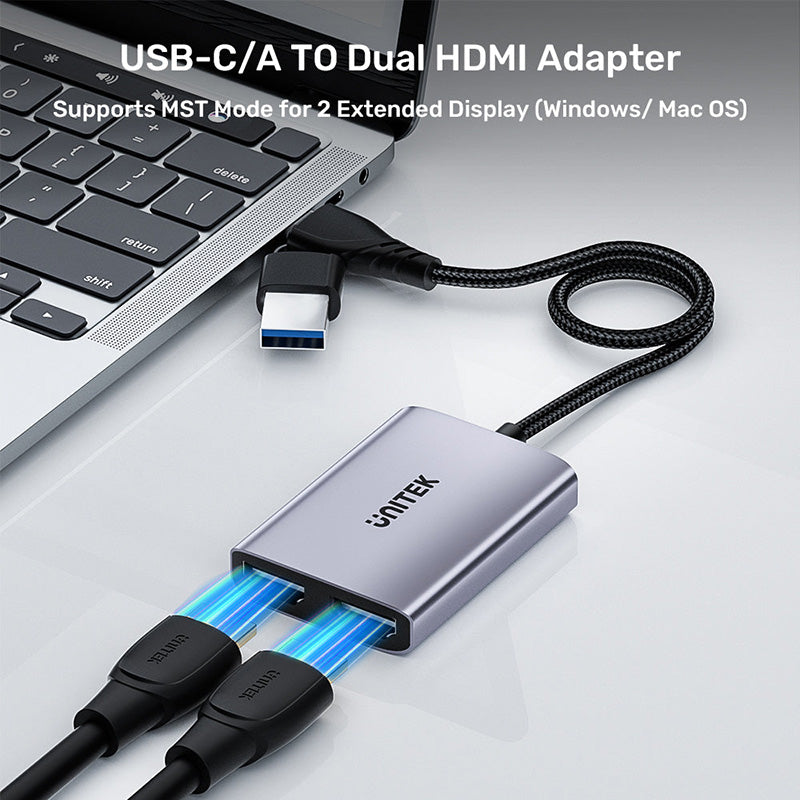 Unitek V1427A USB C/A Dual HDMI Adapter