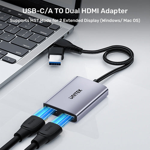 Unitek V1427A USB C/A Dual HDMI Adapter