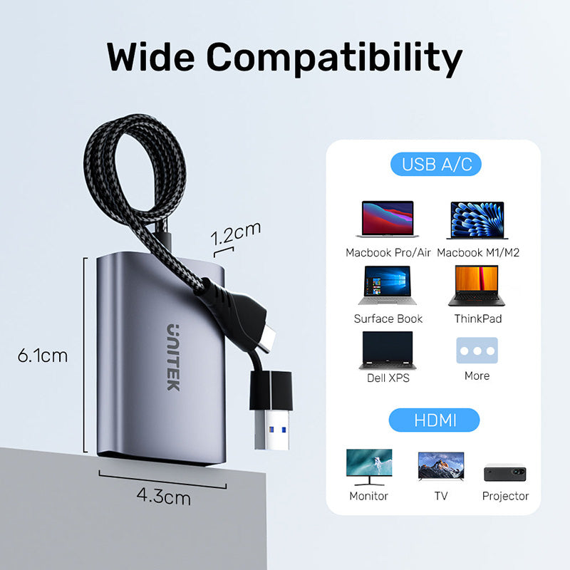 Unitek V1427A USB C/A Dual HDMI Adapter