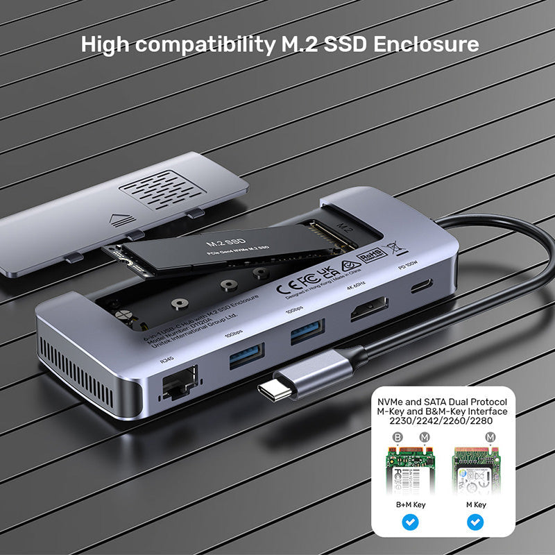 Unitek D1120A 6-in-1 USB-C Hub with M.2 SSD Enclosure