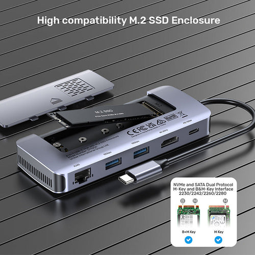 Unitek D1120A 6-in-1 USB-C Hub with M.2 SSD Enclosure