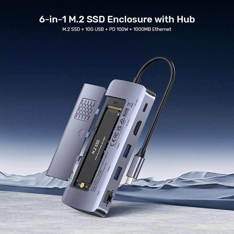 Unitek D1120A 6-in-1 USB-C Hub with M.2 SSD Enclosure