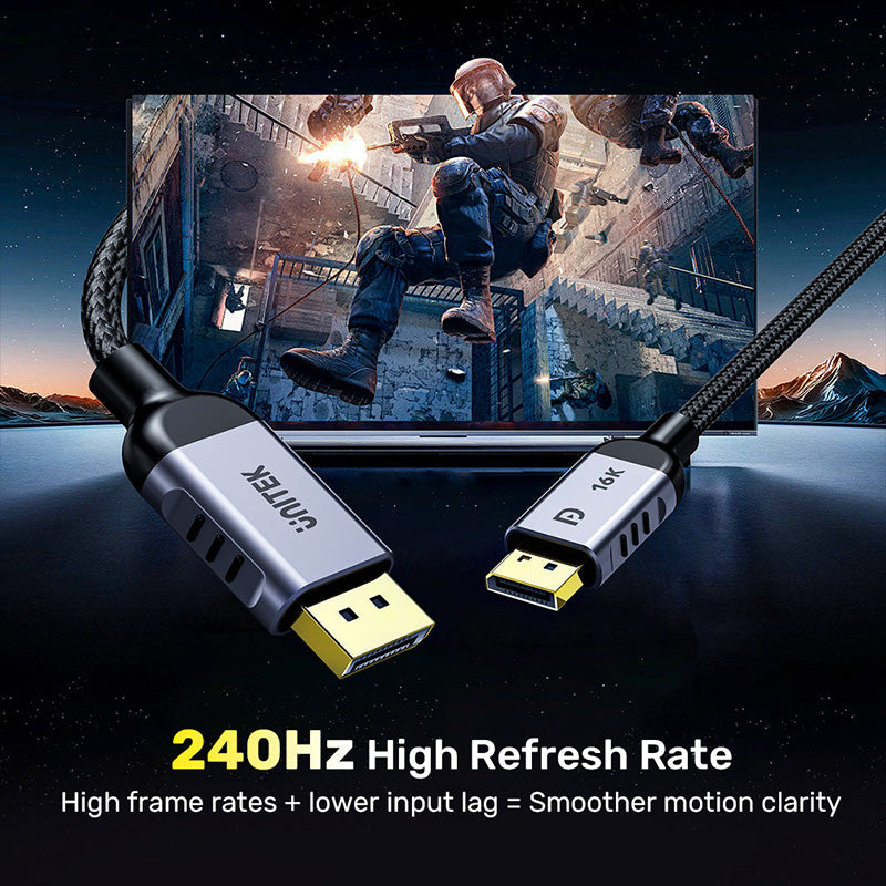 Unitek C1626GY-3M DisplayPort 2.1 16K 60Hz for Gaming Cable (3M)