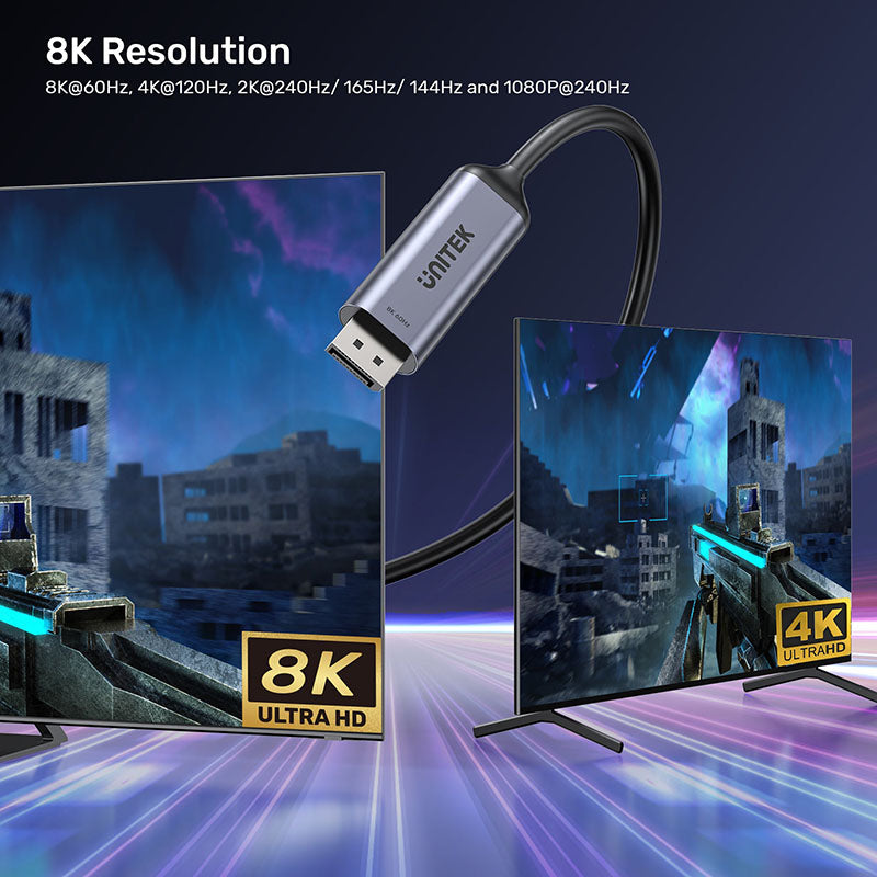 Unitek V1423D 8K USB-C to DisplayPort Bidirectional Cable (1.8M)