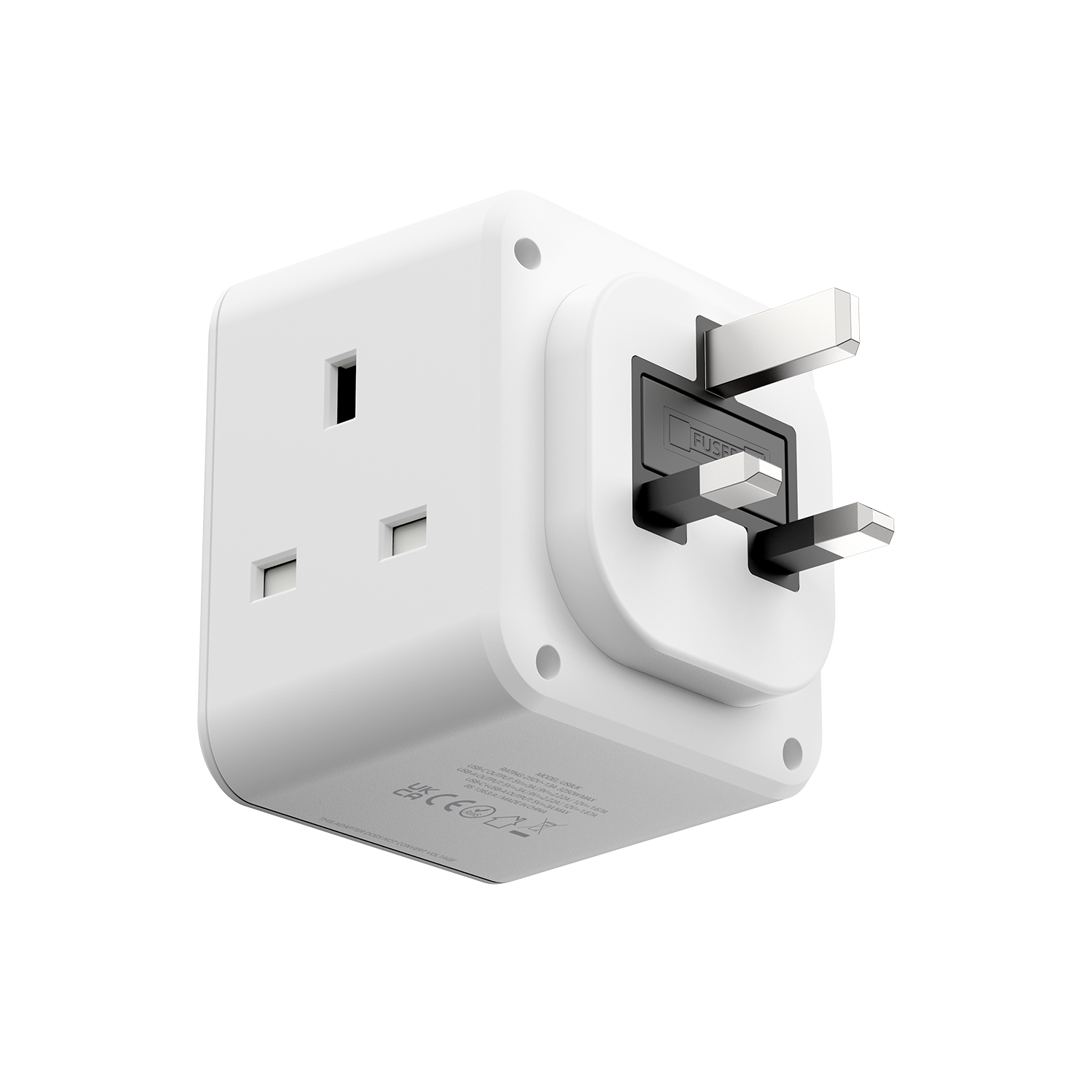 Momax US8UKW ONEPLUG 3-Outlet Cube Extension with USB (White)