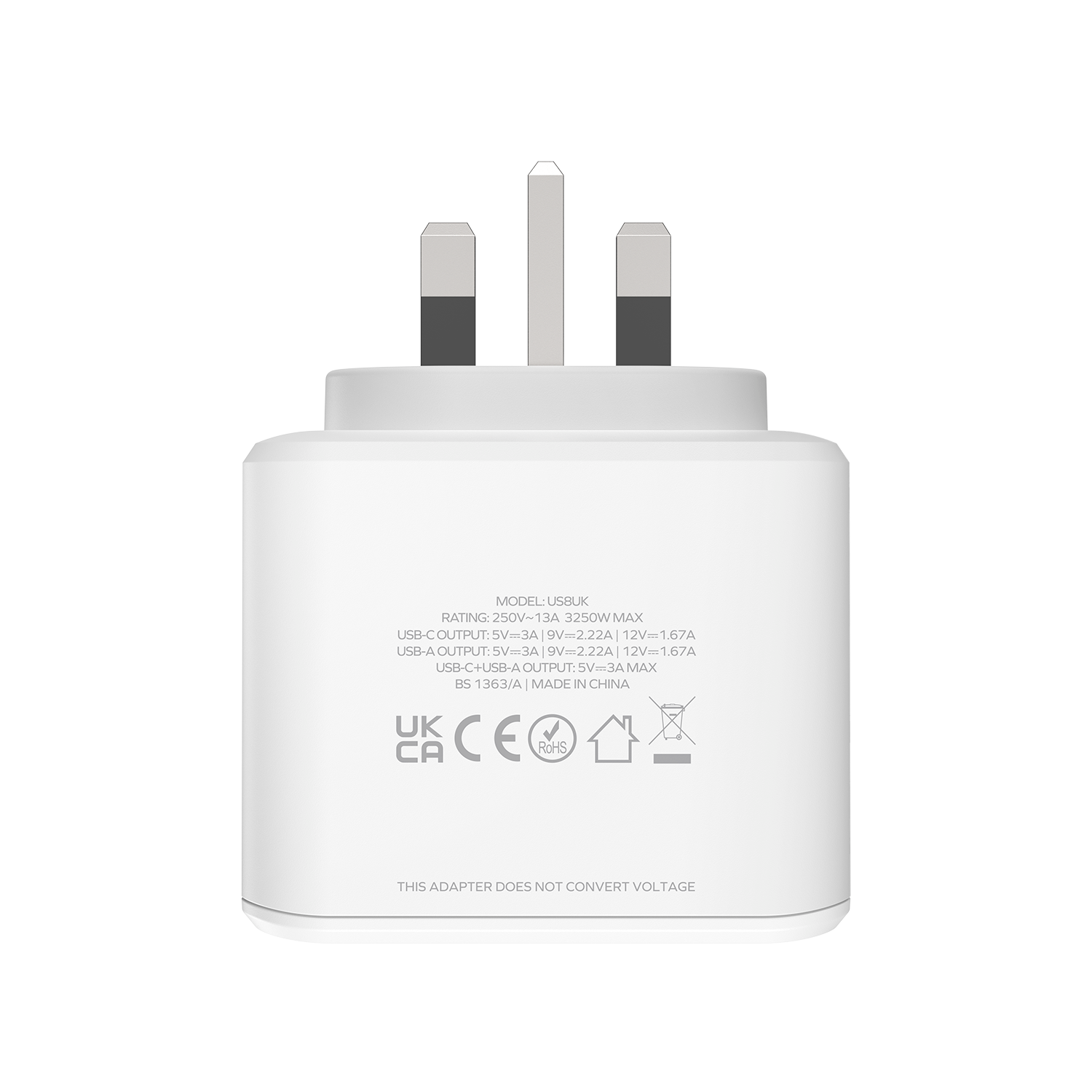 Momax US8UKW ONEPLUG 3-Outlet Cube Extension with USB (White)