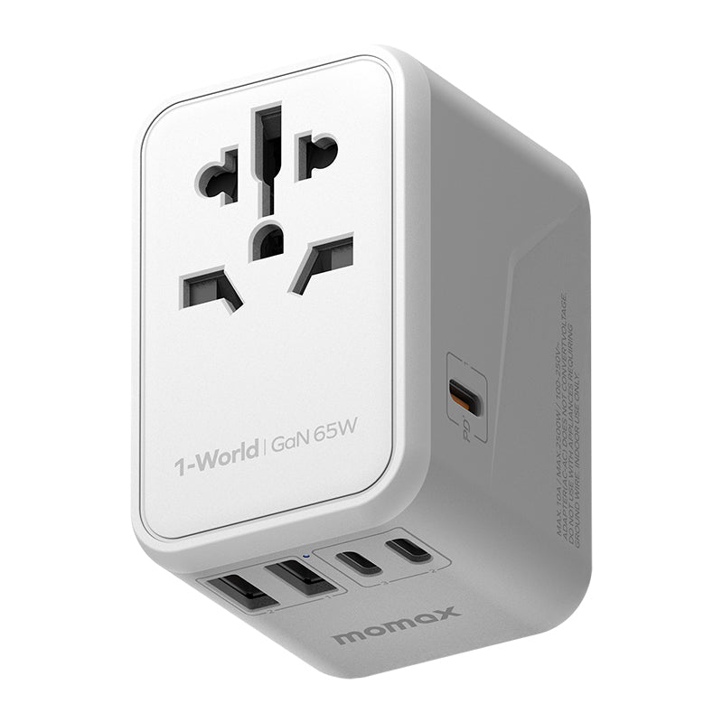 Momax UA8W 1-World 65W GaN AC Travel Adaptor (White)