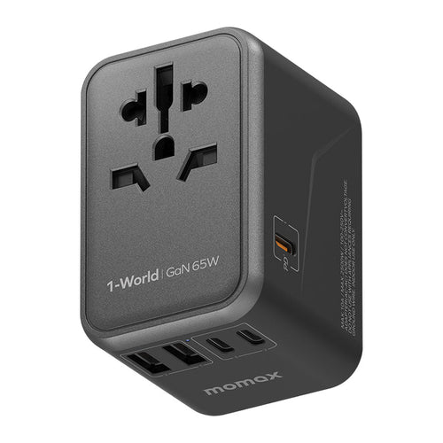 Momax UA8D 1-World 65W GaN AC Travel Adaptor (Black)