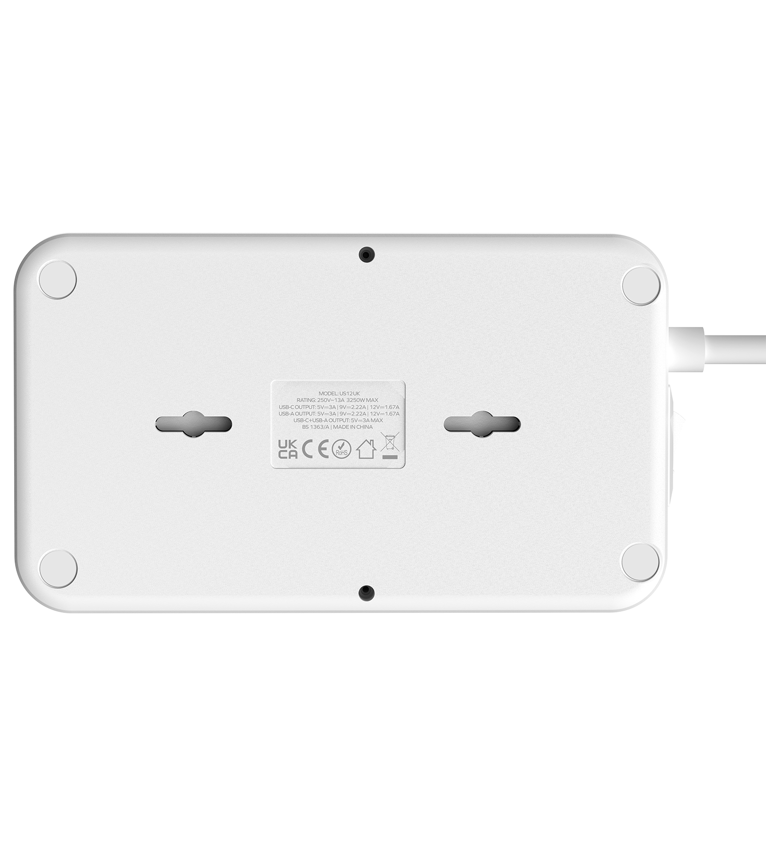 Momax US12UKW ONEPLUG 6-Outlet Power Strip with USB (White)