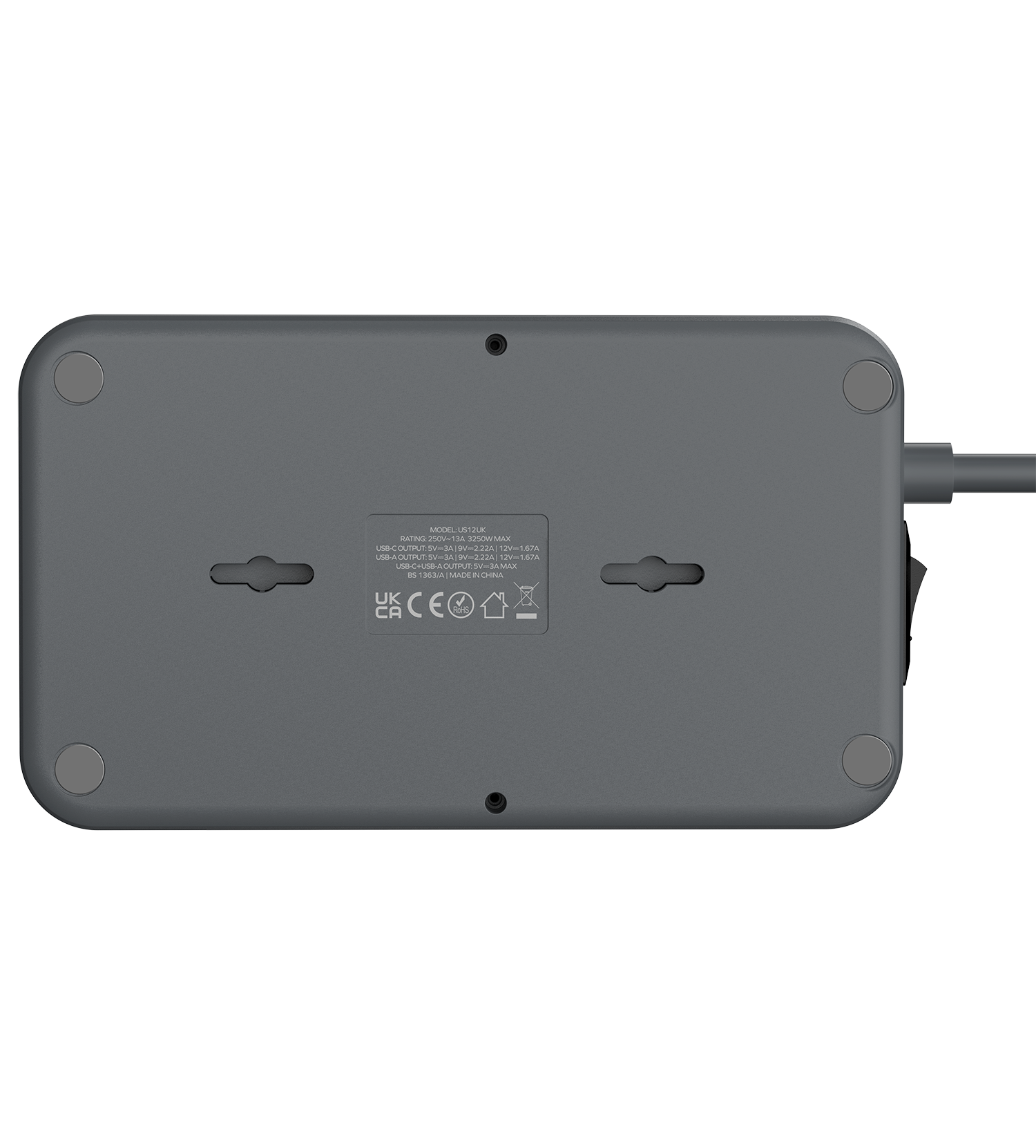 Momax US12UKE ONEPLUG 6-Outlet Power Strip with USB  ( Space Grey)