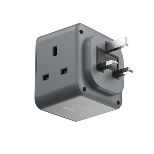 Momax US8UKE ONEPLUG 3-Outlet Cube Extension with USB (Space Grey)