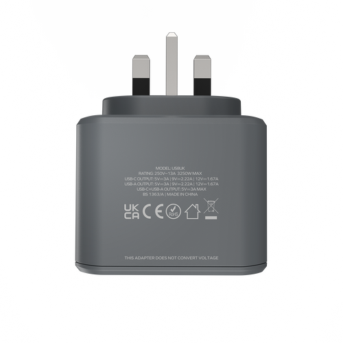 Momax US8UKE ONEPLUG 3-Outlet Cube Extension with USB (Space Grey)