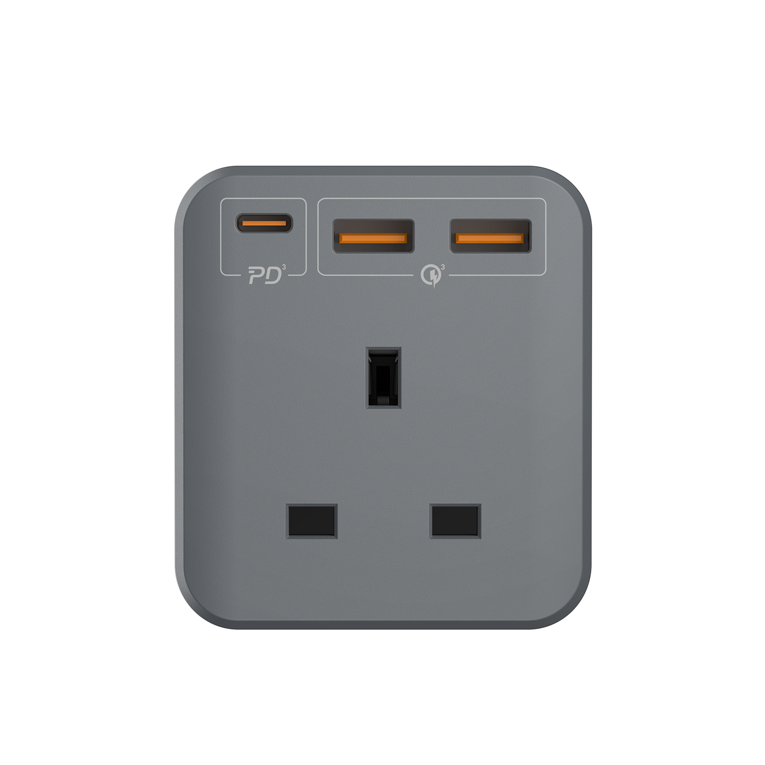Momax US8UKE ONEPLUG 3-Outlet Cube Extension with USB (Space Grey)