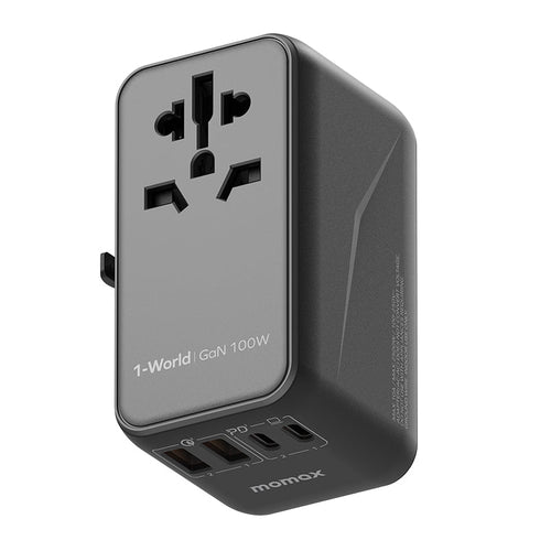 Momax UA10D 1-World Universal 4-Port Travel GaN Charger 100W (Black)