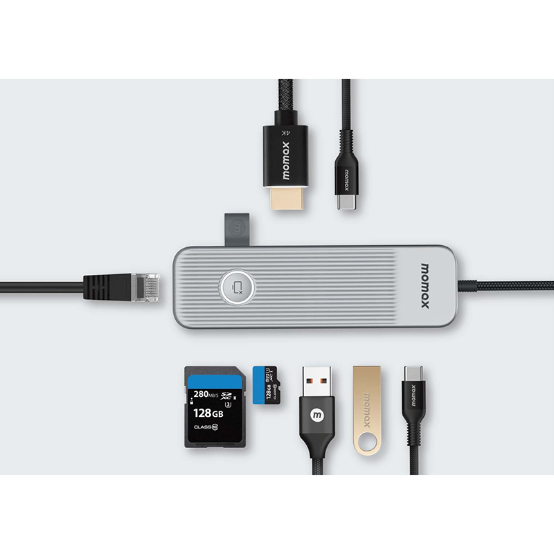 Momax DH18E ONELINK 8-in-1 Multi-Function USB-C Hub (Grey)