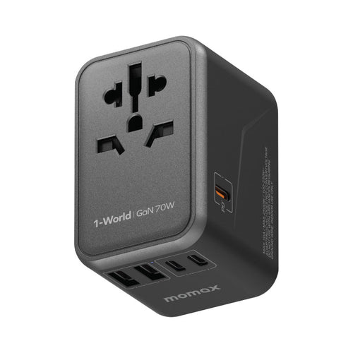 Momax UA8AD 1-World 70W GaN 5 Ports + AC Travel Adaptor - Black