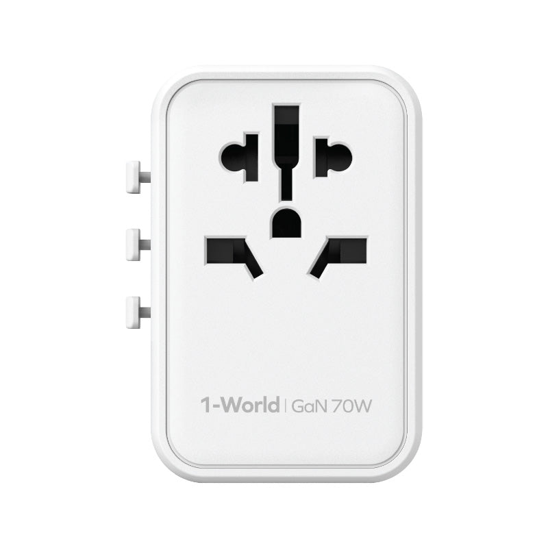 Momax UA8AW 1-World 70W GaN 5 Ports + AC Travel Adaptor - White