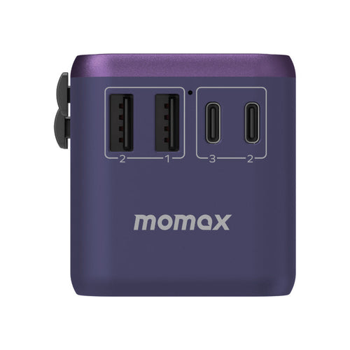 Momax UA8AU 1-World 70W GaN 5 Ports + AC Travel Adaptor - Purple