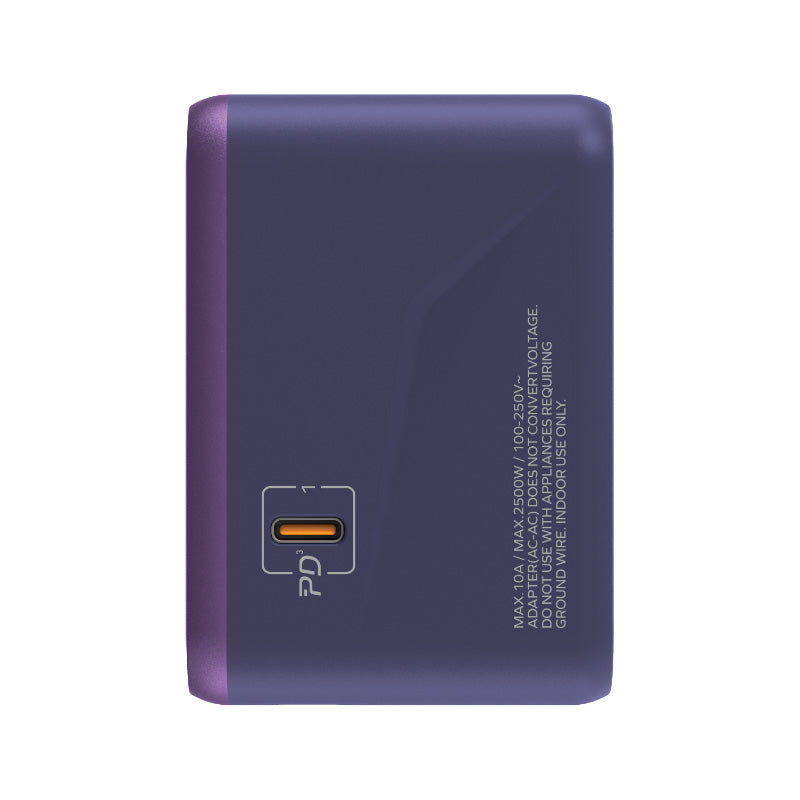 Momax UA8AU 1-World 70W GaN 5 Ports + AC Travel Adaptor - Purple