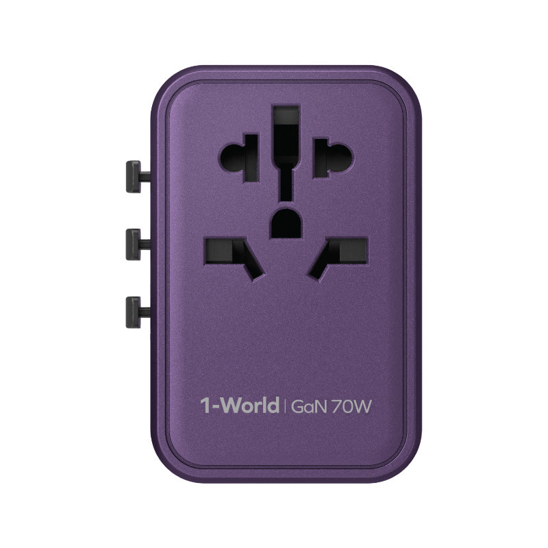 Momax UA8AU 1-World 70W GaN 5 Ports + AC Travel Adaptor - Purple