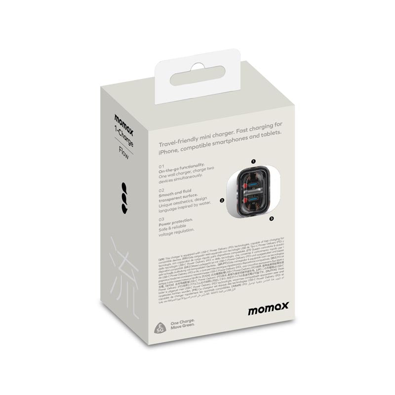Momax AX UM51UKW 35W 2 Port Charger 1-Charge Flow