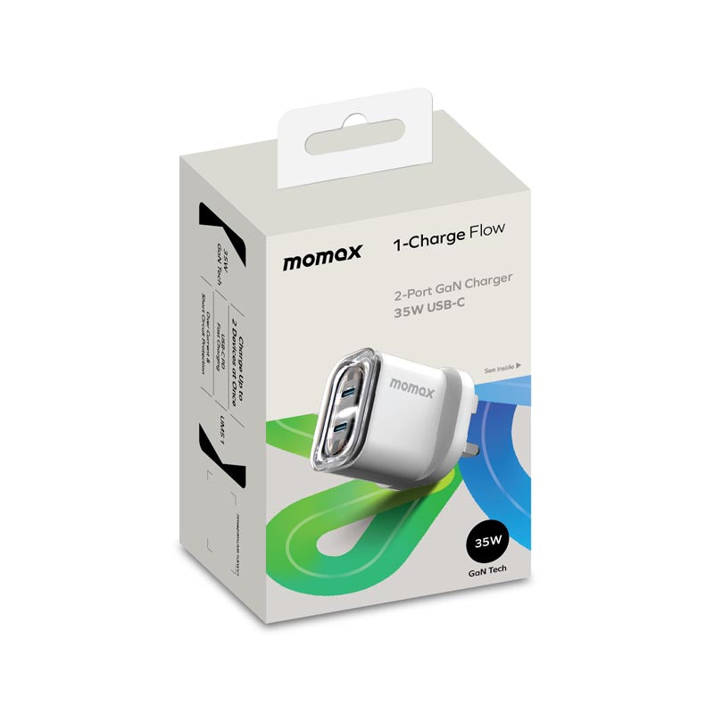 Momax AX UM51UKW 35W 2 Port Charger 1-Charge Flow