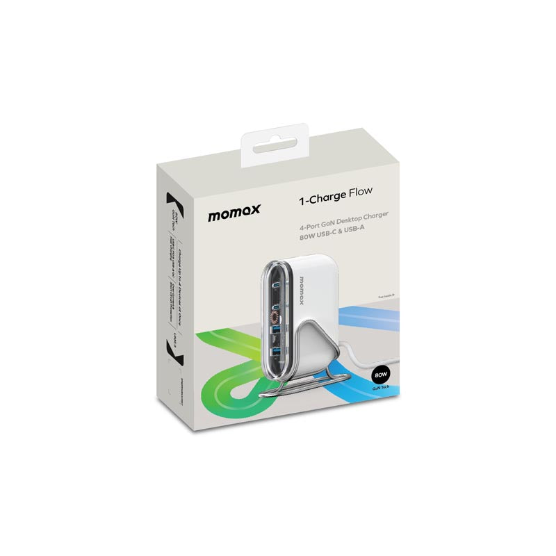 Momax UM53UKW 80W 4 Port Charger 1-Charge Flow (White)