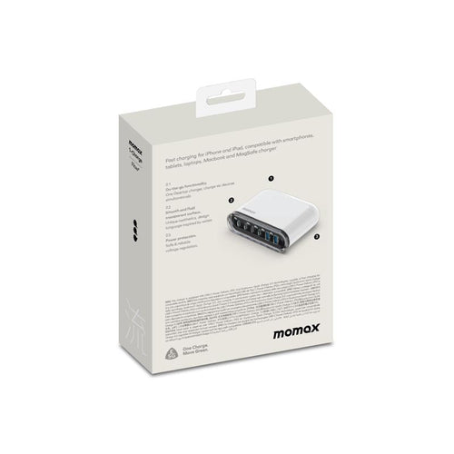 Momax UM55UKW 120W 6 Port Charger 1-Charge  Flow (White)