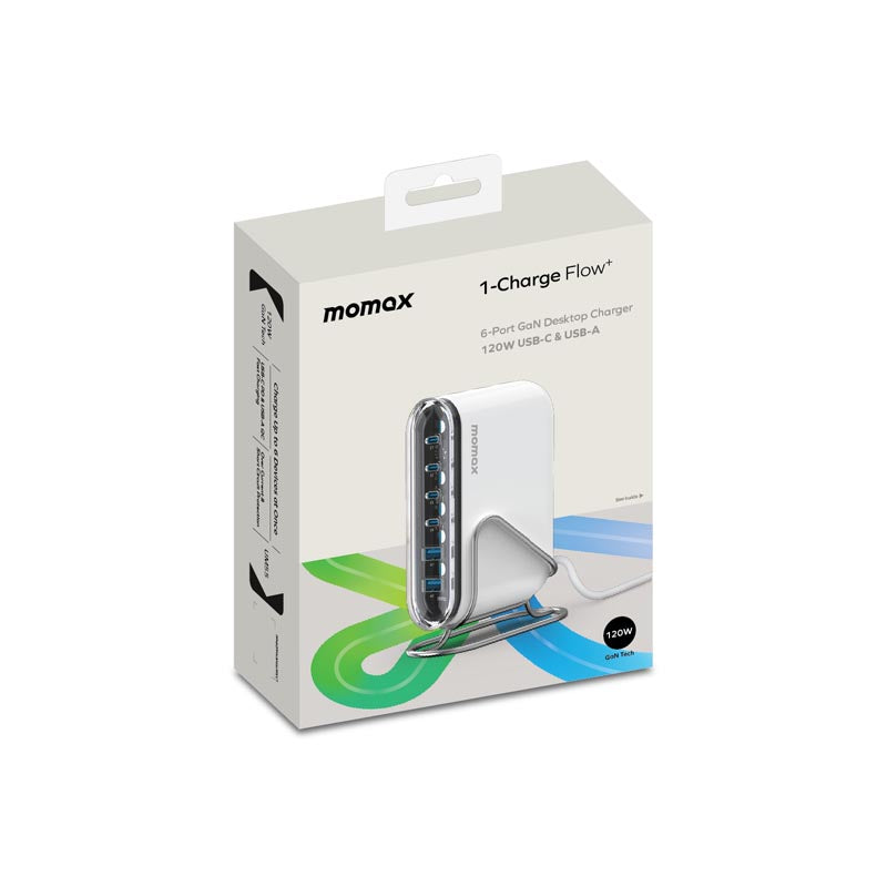 Momax UM55UKW 120W 6 Port Charger 1-Charge  Flow (White)