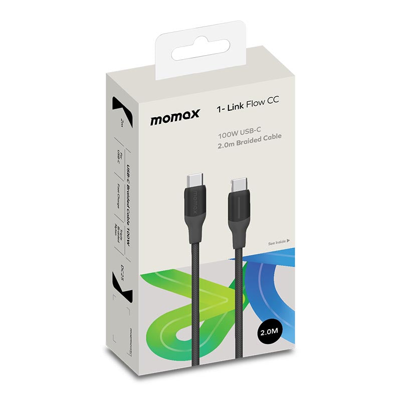 Momax DC25D 1-Link Flow CC 100W USB-C to USB-C Braided Cable (2M)