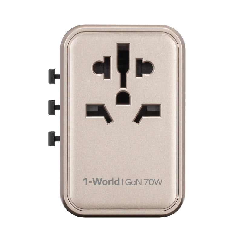Momax UA8AE 1-World 70W GaN 5 Ports + AC Travel Adaptor - Titanium