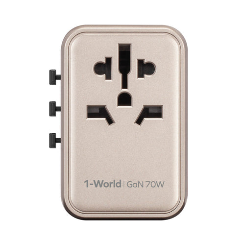 Momax UA8AE 1-World 70W GaN 5 Ports + AC Travel Adaptor - Titanium