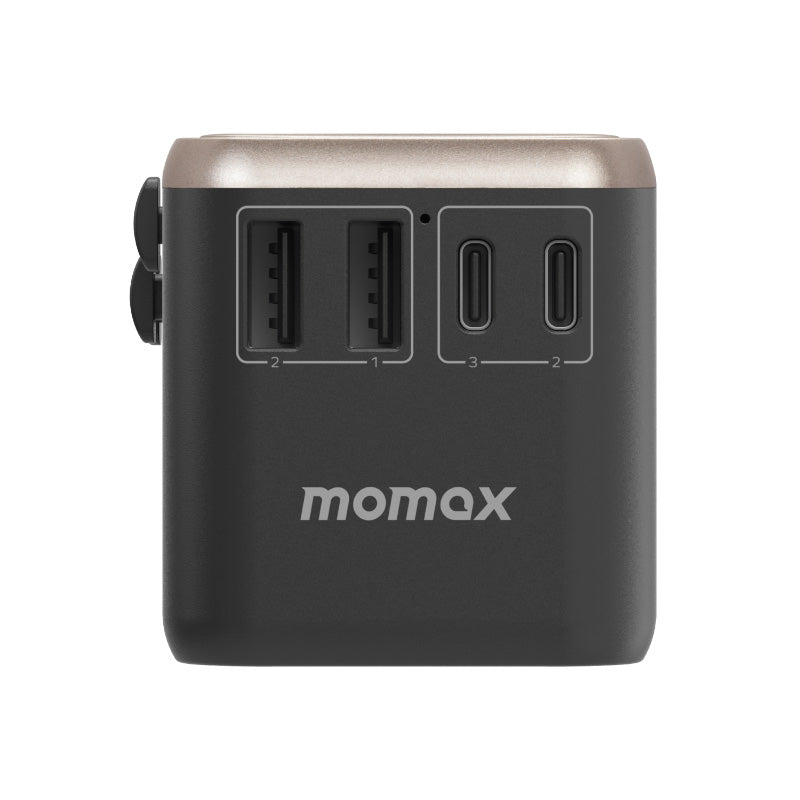 Momax UA8AE 1-World 70W GaN 5 Ports + AC Travel Adaptor - Titanium