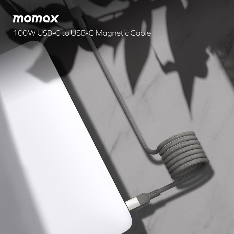 Momax DC35L MAG Link 100W-1M Magnetic USB-C to USB-C Cable Titanium