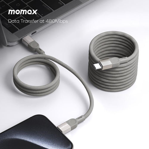 Momax DC35L MAG Link 100W-1M Magnetic USB-C to USB-C Cable Titanium