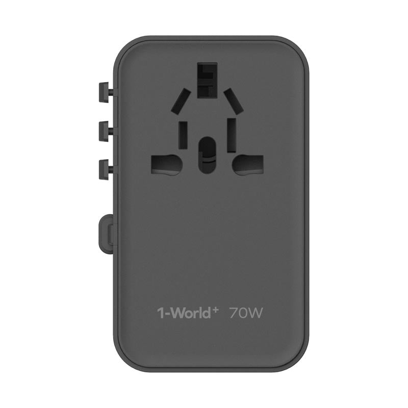 Momax UA18D 1-World 70W GaN 3-Port + AC Travel Adapter With Built