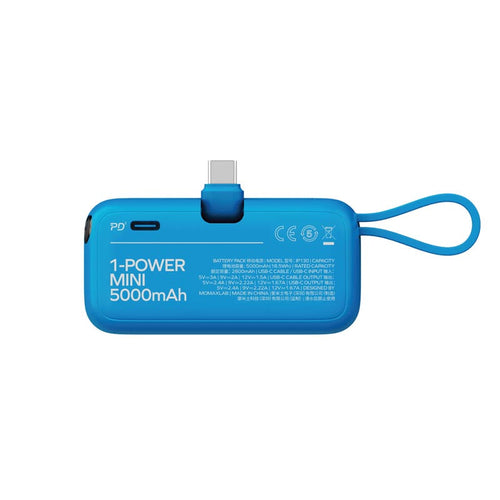 Momax IP130B 5000mAh PD20W 3-In-1 Built-in USB-C Powerbank (Blue)