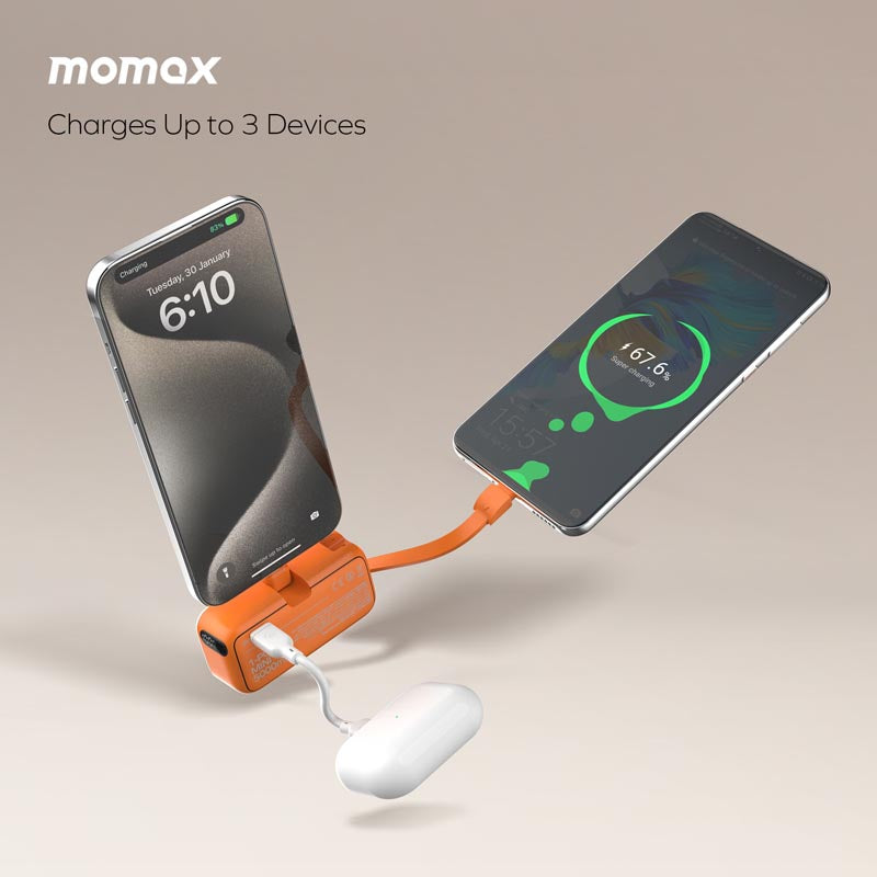 Momax IP130D 5000mAh PD20W 3-In-1 Built-in USB-C Powerbank (Black)