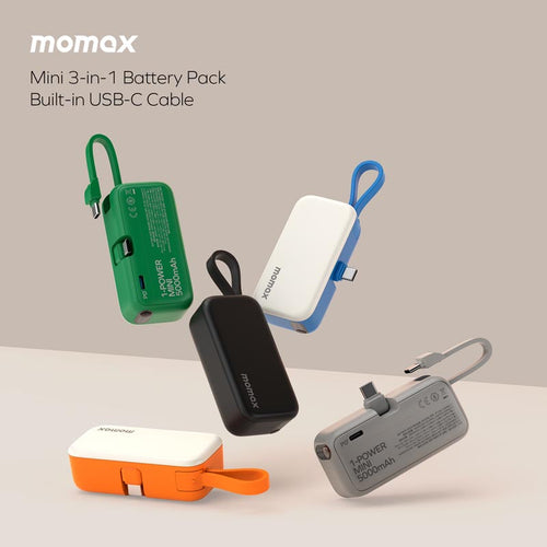 Momax IP130W 5000mAh PD20W 3-In-1 Built-in USB-C Powerbank (White)