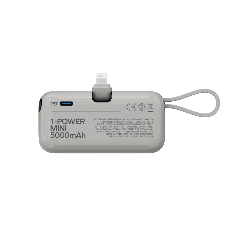 Momax IP130MFIW 5000mAh PD20W 3-in-1 Built-in Lightning Powerbank (White)
