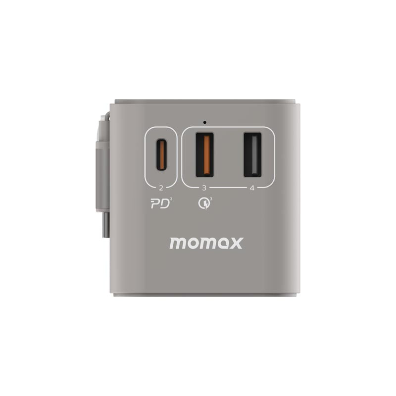 Momax UA18E 1-World 70W GaN 3-Port + AC Travel Adapter With Built