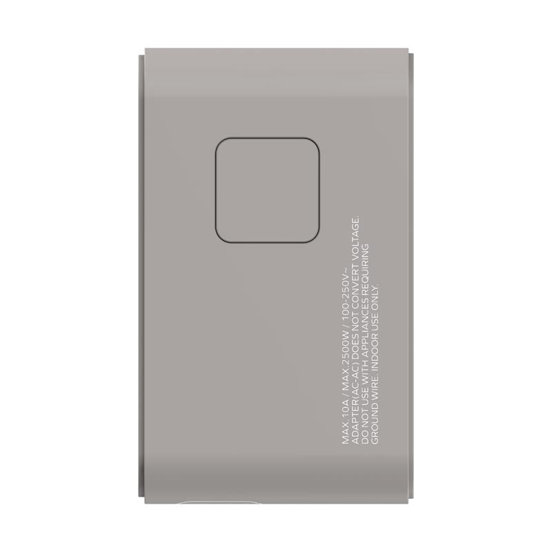 Momax UA18E 1-World 70W GaN 3-Port + AC Travel Adapter With Built-in USB-C Cable (Grey)