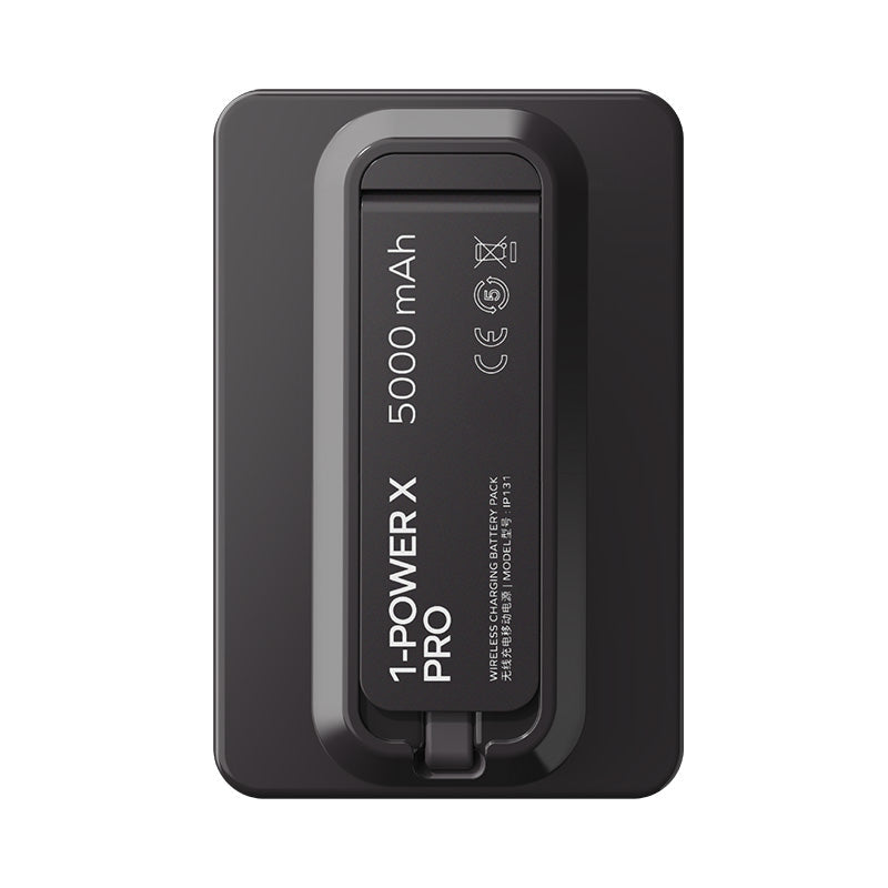 Momax IP131HKD 1-Power X Pro 20W 5,000mAh Magnetic Wireless Battery Pack with Built-In USB-C Cable (Black)