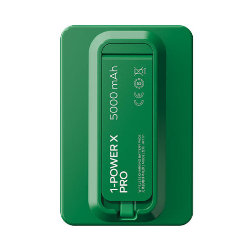 Momax IP131HKG 1-Power X Pro 20W 5,000mAh Magnetic Wireless Battery Pack with Built-In USB-C Cable (Green)