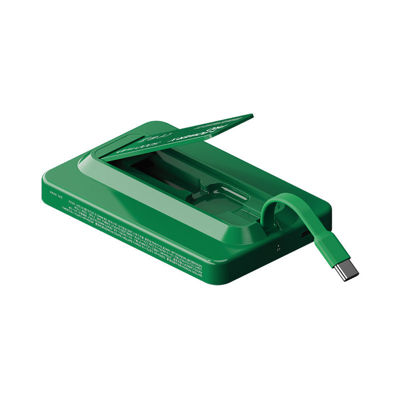 Momax IP131HKG 1-Power X Pro 20W 5,000mAh Magnetic Wireless Battery Pack with Built-In USB-C Cable (Green)