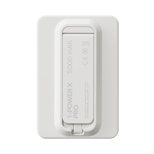 Momax IP131HKW 1-Power X Pro 20W 5,000mAh Magnetic Wireless Battery Pack with Built-In USB-C Cable (White)