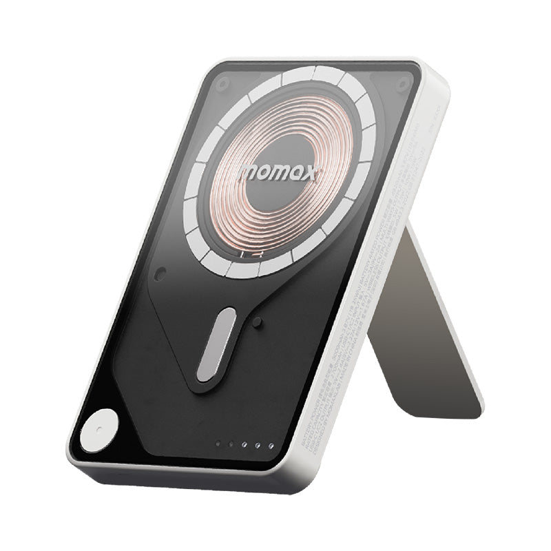 Momax IP131HKW 1-Power X Pro 20W 5,000mAh Magnetic Wireless Battery Pack with Built-In USB-C Cable (White)