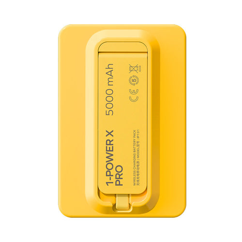 Momax IP131HKY 1-Power X Pro 20W 5,000mAh Magnetic Wireless Battery Pack with Built-In USB-C Cable (Yellow)