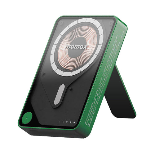 Momax IP132HKG 1-Power X Pro+ 20W 10,000mAh Magnetic Wireless Battery Pack with Built-In USB-C Cable (Green)