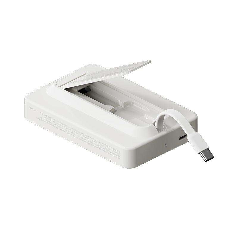 Momax IP132HKW 1-Power X Pro+ 20W 10,000mAh Magnetic Wireless Battery Pack with Built-In USB-C Cable (White)